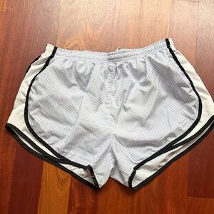 Nike White and Black Striped Athletic Shorts